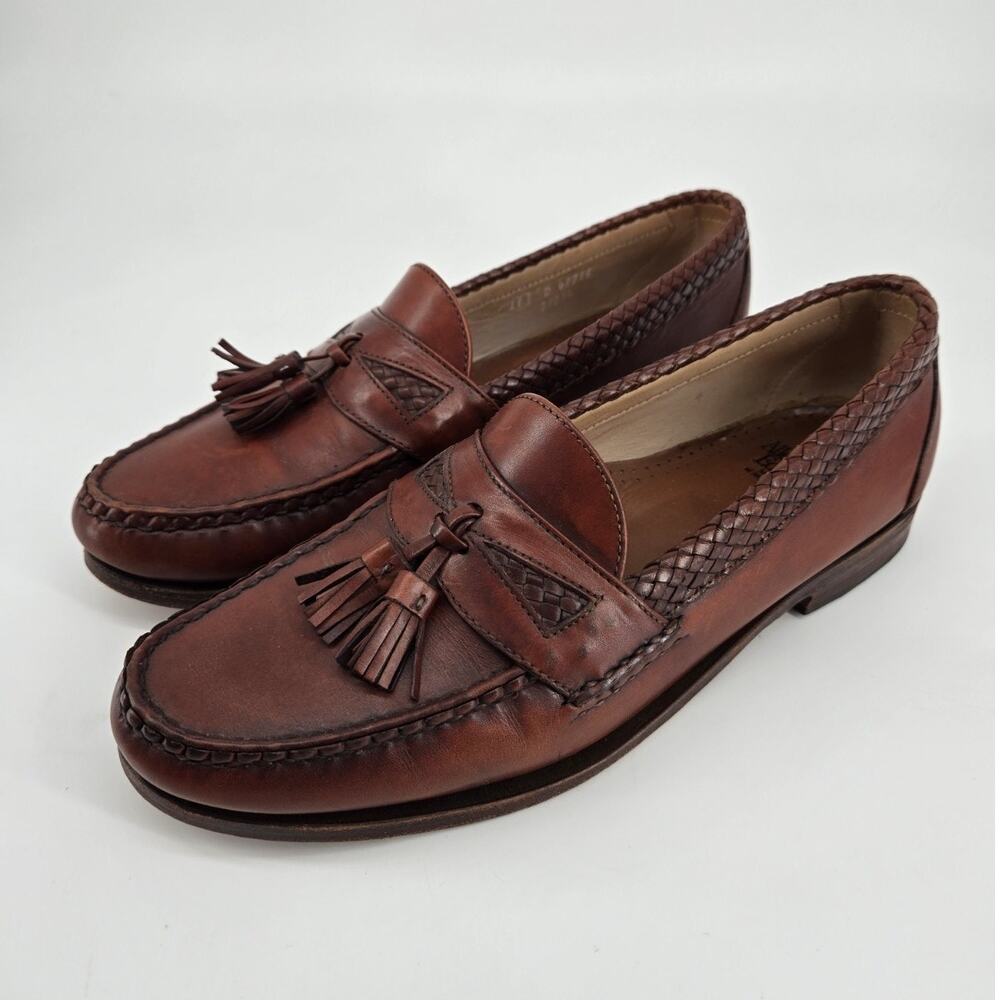 Allen Edmonds Maxfield Tassel Braided Brown Leather Loafers Shoes Mens Sz 11 D